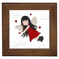 Cupid Girl Framed Tiles by Valentinaart