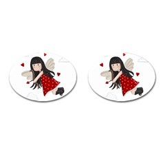 Cupid Girl Cufflinks (oval) by Valentinaart