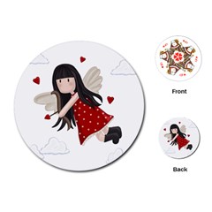 Cupid Girl Playing Cards (round)  by Valentinaart