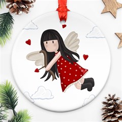 Cupid Girl Round Ornament (two Sides) by Valentinaart