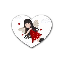 Cupid Girl Rubber Coaster (heart)  by Valentinaart