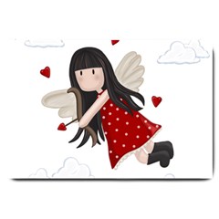 Cupid Girl Large Doormat  by Valentinaart