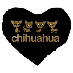 Chihuahua Large 19  Premium Heart Shape Cushions by Valentinaart