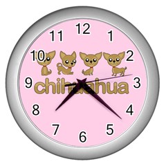 Chihuahua Wall Clocks (silver)  by Valentinaart