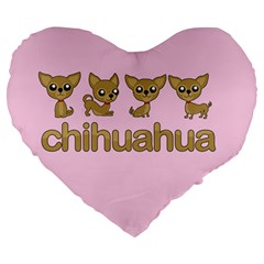 Chihuahua Large 19  Premium Heart Shape Cushions by Valentinaart