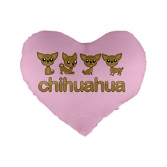 Chihuahua Standard 16  Premium Flano Heart Shape Cushions by Valentinaart