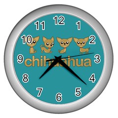 Chihuahua Wall Clocks (silver)  by Valentinaart