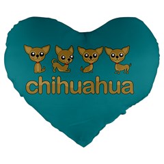 Chihuahua Large 19  Premium Heart Shape Cushions by Valentinaart