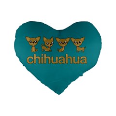 Chihuahua Standard 16  Premium Flano Heart Shape Cushions by Valentinaart