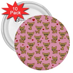 Chihuahua Pattern 3  Buttons (10 Pack)  by Valentinaart