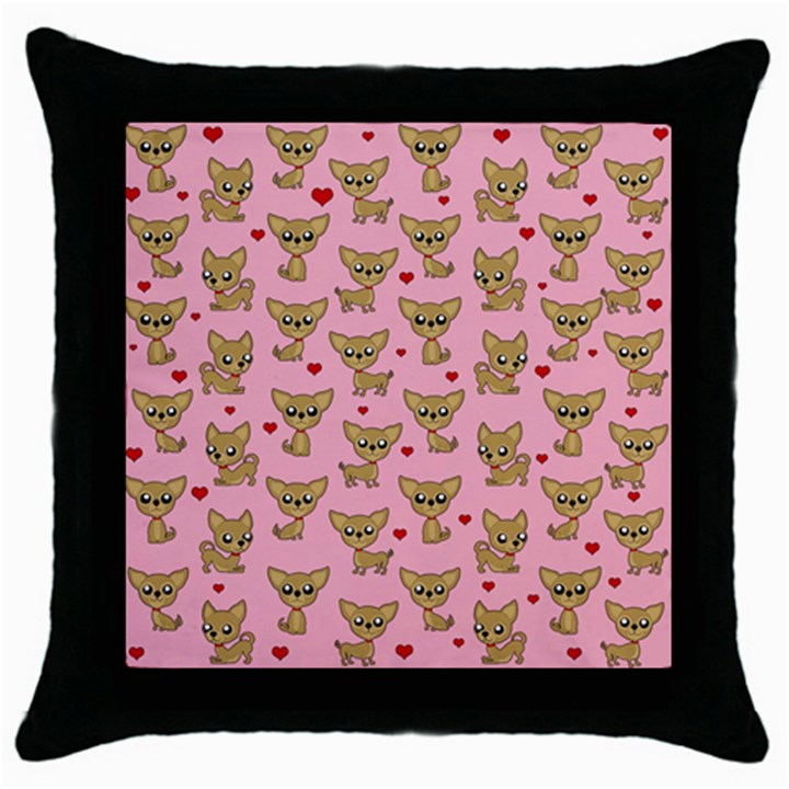 Chihuahua pattern Throw Pillow Case (Black)