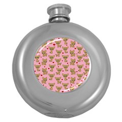 Chihuahua Pattern Round Hip Flask (5 Oz) by Valentinaart