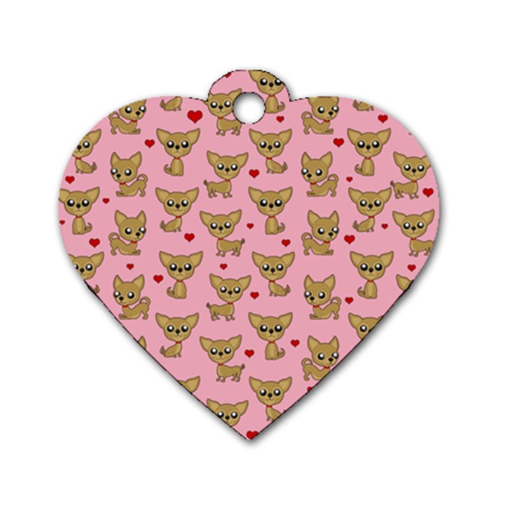 Chihuahua pattern Dog Tag Heart (Two Sides)