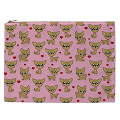 Chihuahua Pattern Cosmetic Bag (xxl)  by Valentinaart