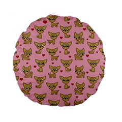 Chihuahua Pattern Standard 15  Premium Round Cushions by Valentinaart