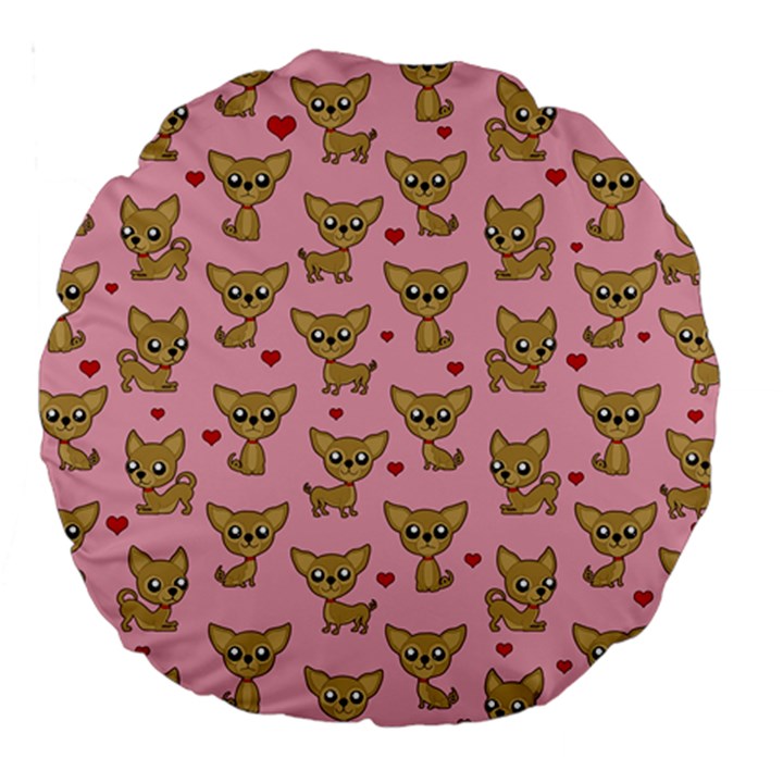 Chihuahua pattern Large 18  Premium Round Cushions