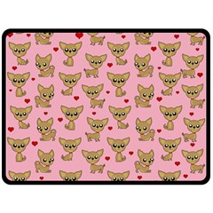 Chihuahua Pattern Double Sided Fleece Blanket (large)  by Valentinaart