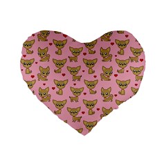 Chihuahua Pattern Standard 16  Premium Flano Heart Shape Cushions by Valentinaart