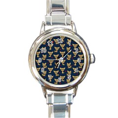 Chihuahua Pattern Round Italian Charm Watch by Valentinaart