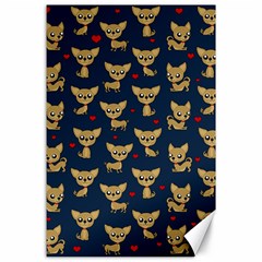 Chihuahua Pattern Canvas 24  X 36  by Valentinaart