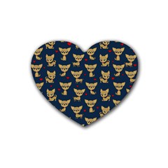 Chihuahua Pattern Heart Coaster (4 Pack)  by Valentinaart