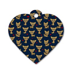 Chihuahua Pattern Dog Tag Heart (one Side) by Valentinaart