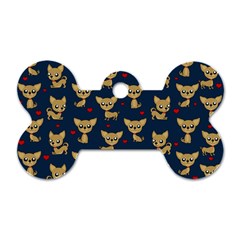 Chihuahua Pattern Dog Tag Bone (one Side)