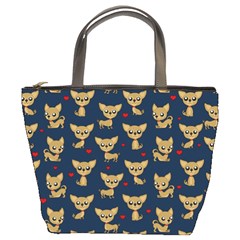 Chihuahua Pattern Bucket Bags by Valentinaart