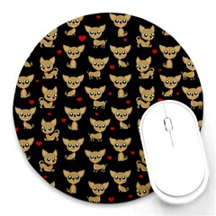 Chihuahua Pattern Round Mousepads by Valentinaart