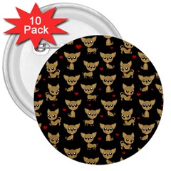 Chihuahua Pattern 3  Buttons (10 Pack)  by Valentinaart