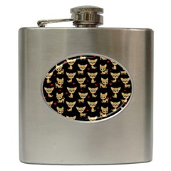 Chihuahua Pattern Hip Flask (6 Oz) by Valentinaart