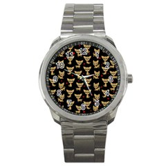 Chihuahua Pattern Sport Metal Watch by Valentinaart