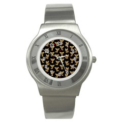 Chihuahua Pattern Stainless Steel Watch by Valentinaart