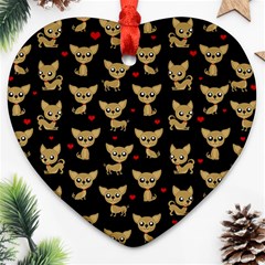 Chihuahua Pattern Heart Ornament (two Sides) by Valentinaart