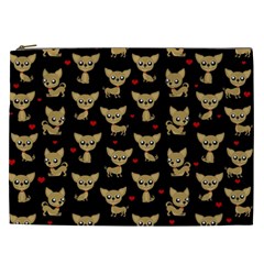 Chihuahua Pattern Cosmetic Bag (xxl)  by Valentinaart