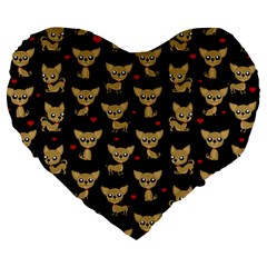 Chihuahua Pattern Large 19  Premium Heart Shape Cushions by Valentinaart