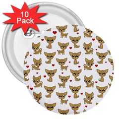 Chihuahua Pattern 3  Buttons (10 Pack)  by Valentinaart