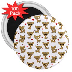 Chihuahua Pattern 3  Magnets (100 Pack) by Valentinaart