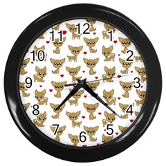 Chihuahua Pattern Wall Clocks (black) by Valentinaart