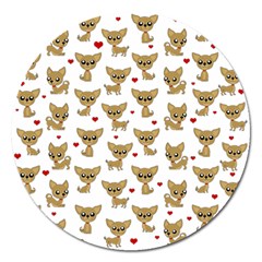 Chihuahua Pattern Magnet 5  (round) by Valentinaart