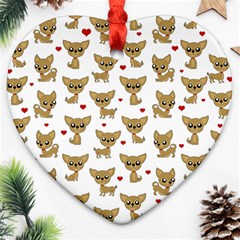 Chihuahua Pattern Heart Ornament (two Sides) by Valentinaart