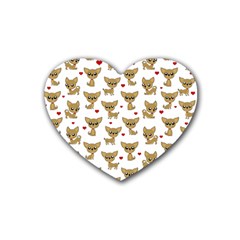 Chihuahua Pattern Rubber Coaster (heart)  by Valentinaart