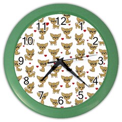 Chihuahua Pattern Color Wall Clocks by Valentinaart