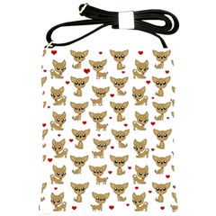 Chihuahua Pattern Shoulder Sling Bags by Valentinaart