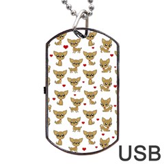 Chihuahua Pattern Dog Tag Usb Flash (one Side) by Valentinaart