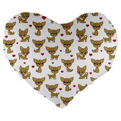 Chihuahua Pattern Large 19  Premium Heart Shape Cushions by Valentinaart