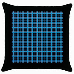 Deep Sea Tartan Throw Pillow Case (black) by jumpercat