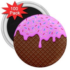 Chocolate And Strawberry Icecream 3  Magnets (100 Pack)