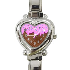 Chocolate And Strawberry Icecream Heart Italian Charm Watch by jumpercat