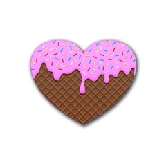 Chocolate And Strawberry Icecream Rubber Coaster (heart)  by jumpercat